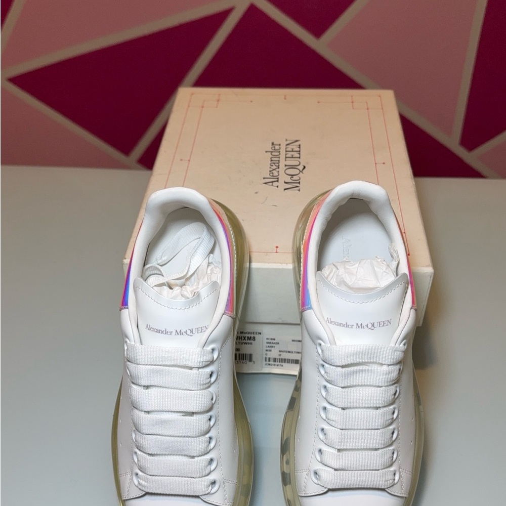 Alexander McQueen Women Oversized Sneakers - White and Iridescent - Picture 3 of 4